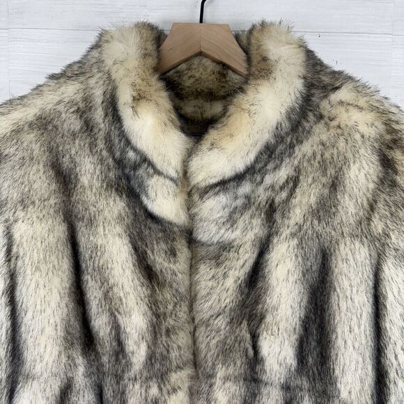 Vtg Gallery Faux Fur Coat Jacket Women L Gray Eskimo Y2K Lined Soft Old Money - Picture 2 of 15